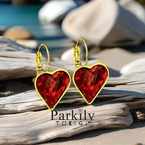 Handcrafted heart earrings with Swarovski crystal